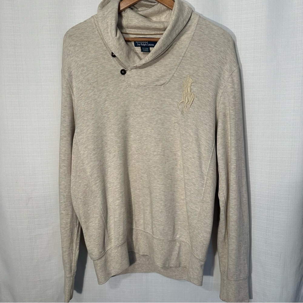 [Polo Ralph Lauren] Long Sleeve Sweater Suede Tan Elbow Patches Size Medium